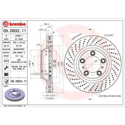 Disco de freno BREMBO 09.D932.11 Oferta De Temporada