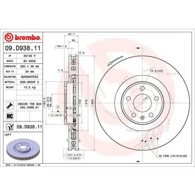 Solo Hoy Disco de freno BREMBO 09.D938.11