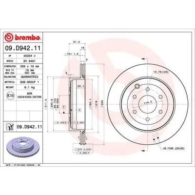 Entrega Rápida Disco de freno BREMBO 09.D942.11