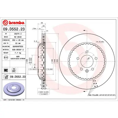 Disco de freno BREMBO 09.D552.23 Envío Inmediato