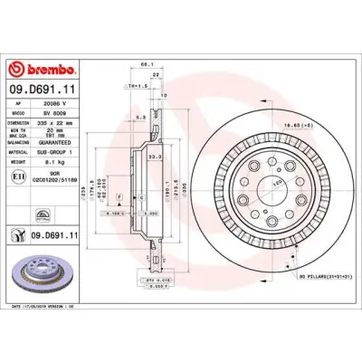 Oferta Disco de freno BREMBO 09.D691.11