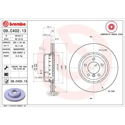 Disco de freno BREMBO 09.C402.13 A Buen Precio