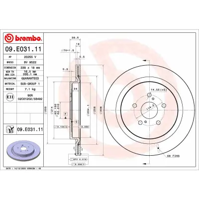 Disco de freno BREMBO 09.E031.11 Stock Limitado