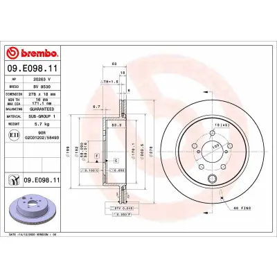 Nuevo Modelo Disco de freno BREMBO 09.E098.11