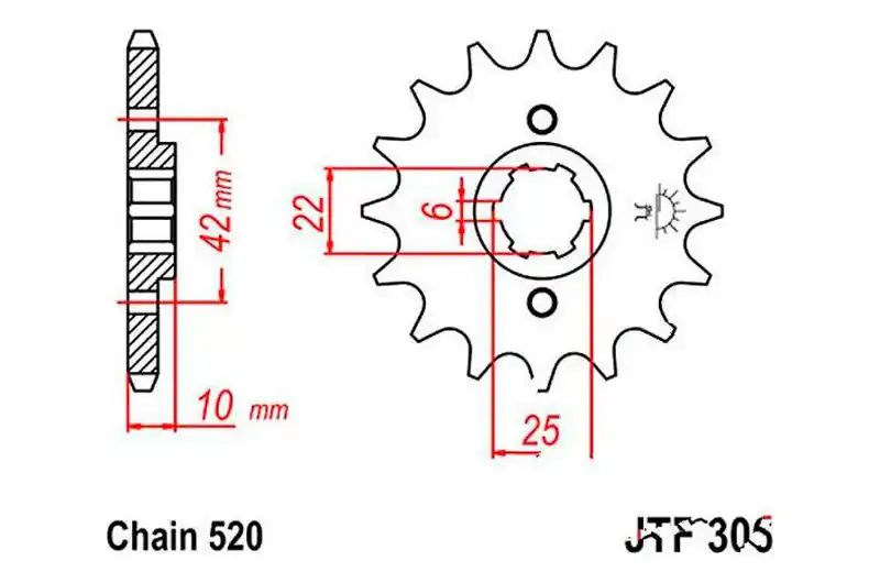 Marca Reconocida Piñón de arrastre JT 14/520 Grueso | Honda NX 650 1988