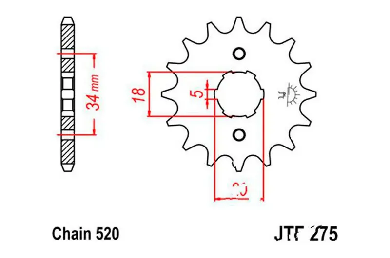 Piñón de arrastre JT 15/520 Grueso | Honda CB 200 B 1974-1976 Lujoso