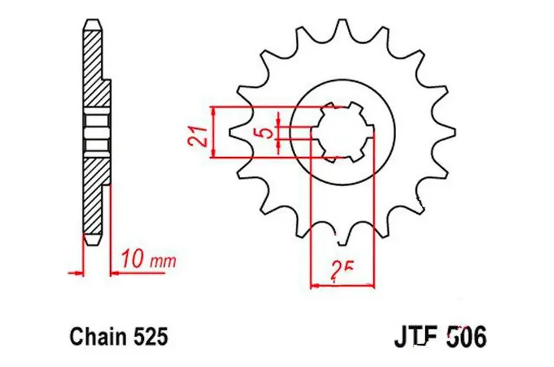 Piñón de arrastre JT 14/525 Grueso | Kawasaki KH 250 B / S1 250 B ... Mejor Calidad