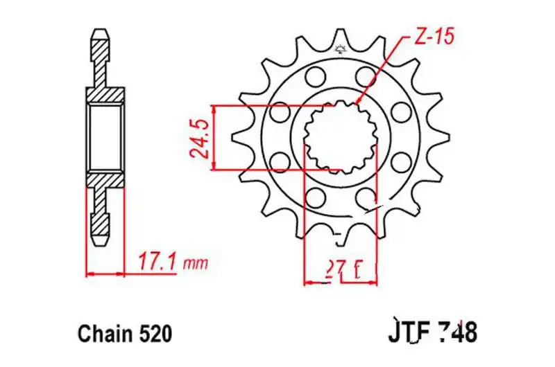 Piñón de arrastre JT 15/520 Racing Fino | Ducati Panigale 899 / Panigale 1199 ... Precio Económico