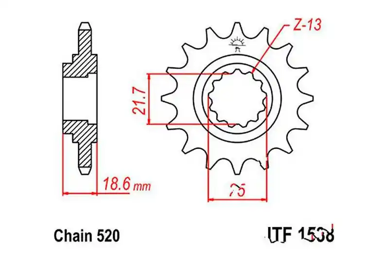 Piñón de arrastre JT 13/520 Fino | Kawasaki Z 750 M / Z 750 L ... Promoción
