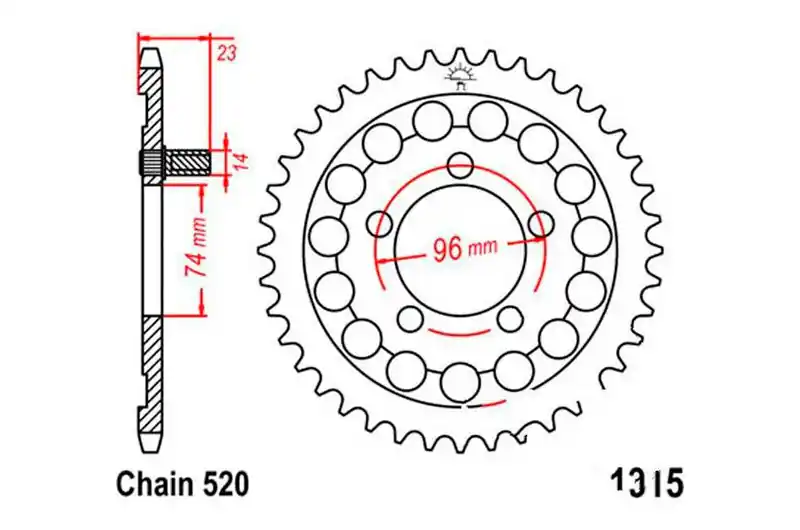 Corona JT 40/520 Acero | Honda NSR 250 R / NSR 250 R SE ... Marca Reconocida