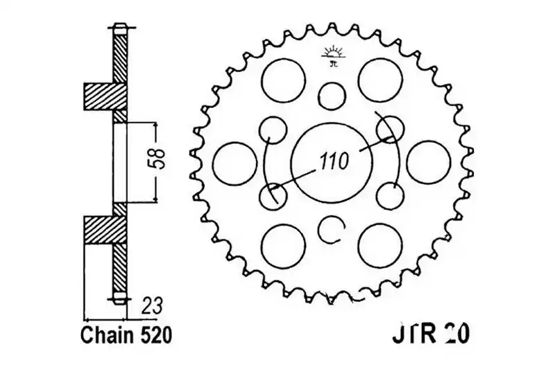 Certificado Corona JT 41/520 Acero | Aprilia Classic 125 1997-2001 / Red Rose 125 1993-1996