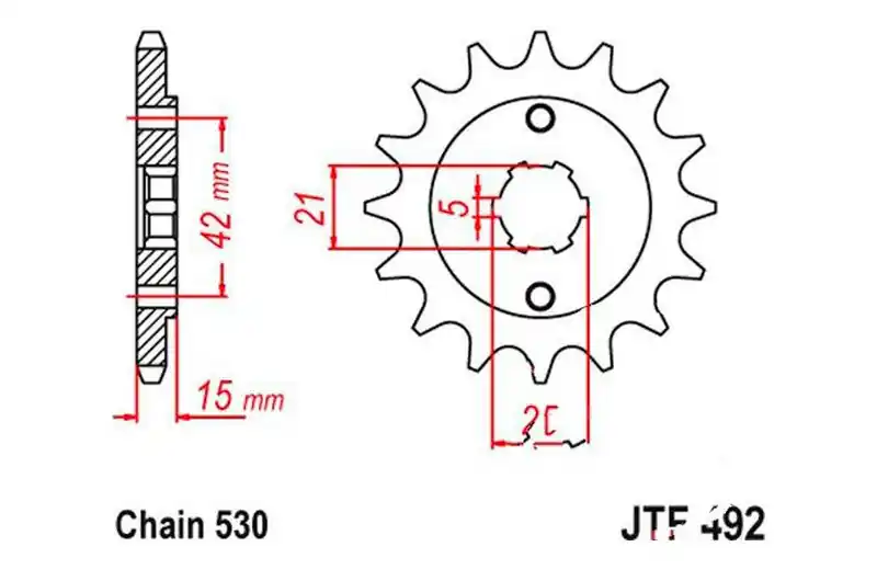 Oferta De Temporada Piñón de arrastre JT 15/530 Grueso | Ducati Pantah 600 SL / Pantah 500 SL ...