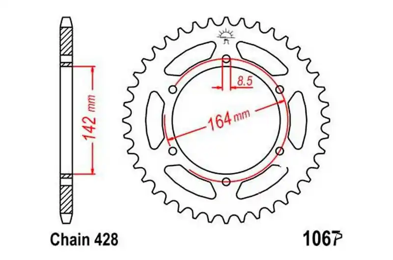 Oferta De Temporada Corona JT 52/428 Acero | Hyosung GT 125 2003-2017 / GT 125 R 2006-2017