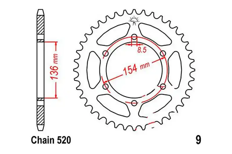 Máxima Calidad Corona JT 47/520 Acero | BMW G 650 2007-2010