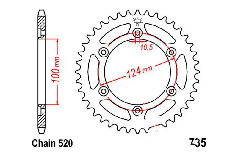 Garantía Incluida Corona JT 44/520 Acero | Ducati Monster 696 / Monster 800 i.e. ...