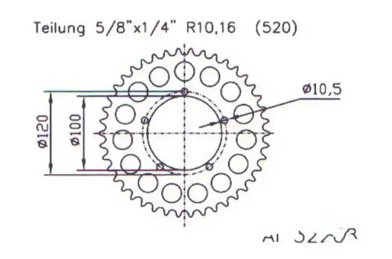 Exclusivo Corona Esjot 41/520 Aluminio Plata | Aprilia / BMW / Derbi