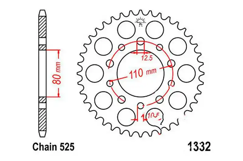 Corona JT 43/525 Acero | Honda CB 500 / CB 500 S ... Entrega Rápida