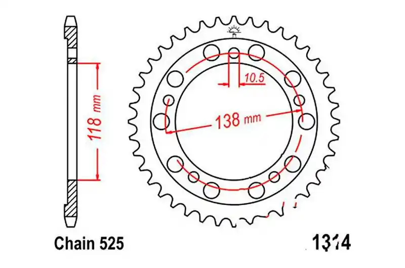 Corona JT 39/525 Acero | Honda CBR 400 RR 1990-1999 Mayoreo