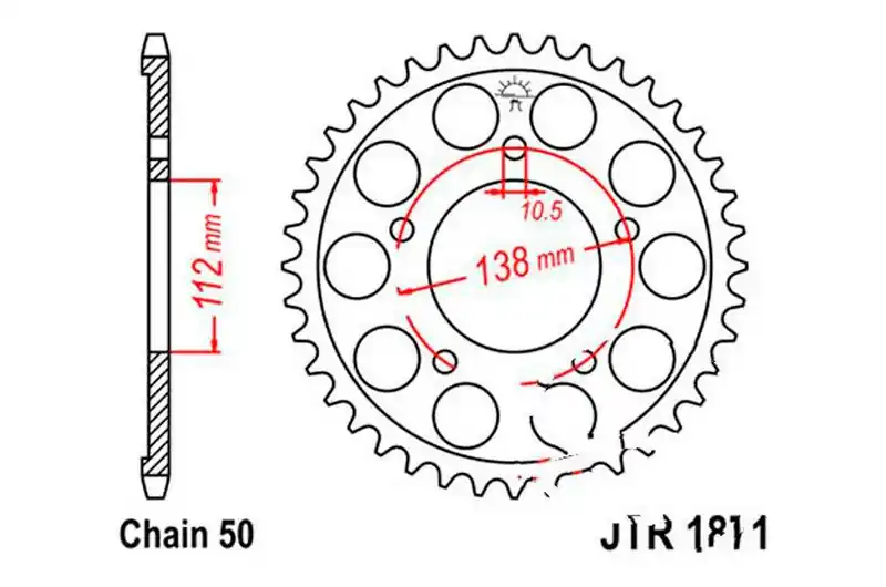 Corona JT 48/530 Acero | Yamaha YZF-R6 600 H 1999-2002 / YZF-R6 600 N 1999-2002 Barato