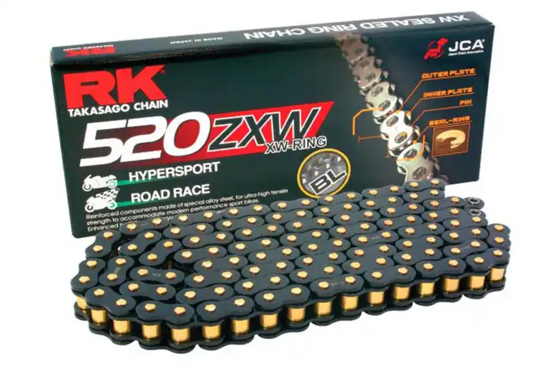 Nuevo Modelo Cadena RK 520ZXW/116 XW-Ring Negra (Enganche a remachar)