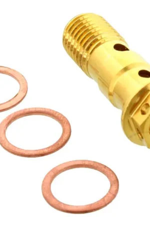 Últimas Unidades Tornillo banjo doble Pro Bolt M10x1.25 Acero Inoxidable A4 Rac Oro